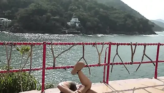 My Roommate a German Whore with a Lot of Hair on Her Pussy and Tattooed Skin Gets a Creampie Outside the House