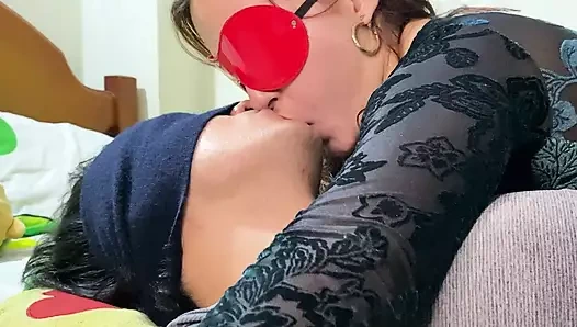 STEPSISTER leads a deep and very WET FRENCH KISS