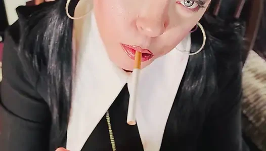 Wednesday Addams Smokes A Cigarette For Her Ghouls! Tina Snua Smoking A Cork Cig - OMI Snap Inhales OME Drifting