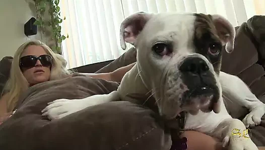 Ateşli porno yıldızı Lela Star ve Brooke Belle göğüslerini ovmayı seviyor