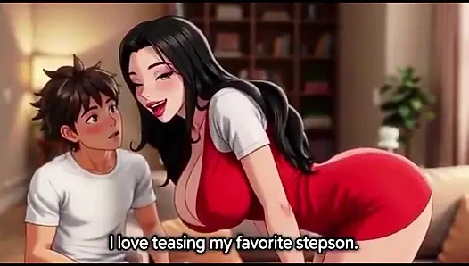 Seksi üvey anne genç üvey oğlunu büyük göğüsleri ve götüyle baştan çıkarıyor