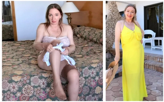 İri göğüslü orta yaşlı seksi kadın MariaOld ayak fetişi sevenler için dans ediyor ve çorap çıkarıyor