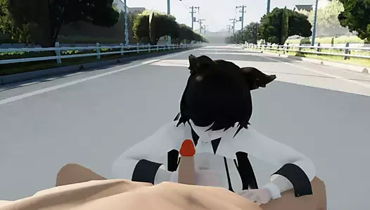 Otoparkta ateşli seksi sakso çekiyor. bebek, büyük memeler, ağzına boşalma