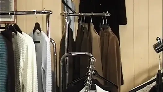 Perfectly shaped German babe rides dick in the changing room
