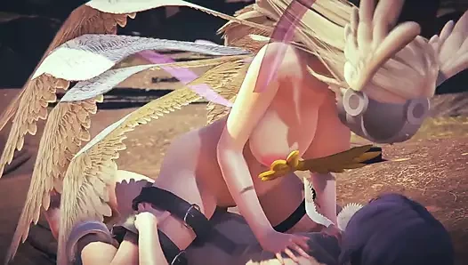Angewomon kovboy kız – digimon hentai parodisi