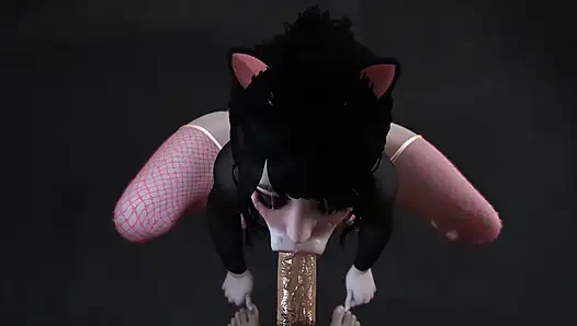 Evcil bir kızdan bakış açısı gırtlağına kadar alıyor - genç sakso