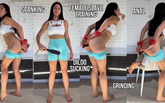 Kadın eğitimi: şaplak, anal, ağıza dildo, öğütme