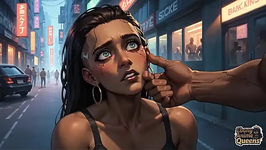 Neon şehrinde sibernetik zenci kraliçenin süt fışkıran orgazmı! Sıcak koyu renkli sert porno!