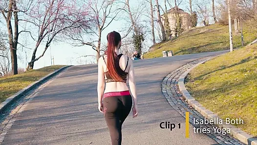 Isabella her ikisi de yogayı deniyor - klip 1 - yoga pantolonlu fitness kızı herkesin içinde egzersizlerini yapıyor - sonsuza kadar