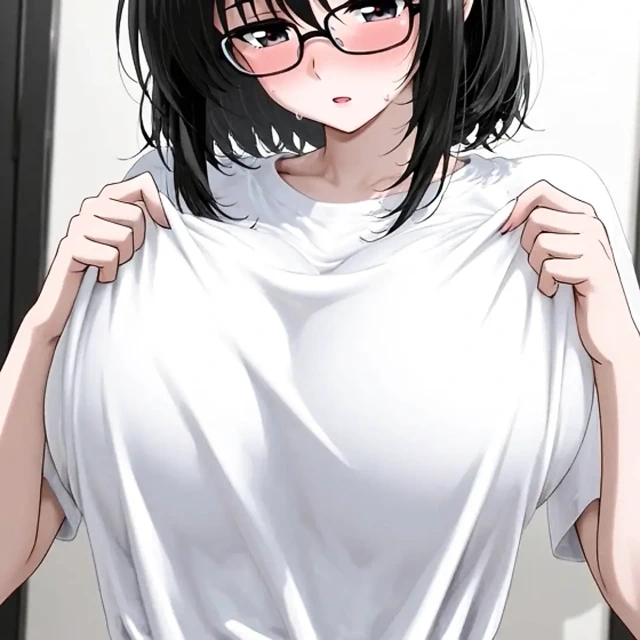 İri göğüslü ve gözlüklü güzel bir kadın