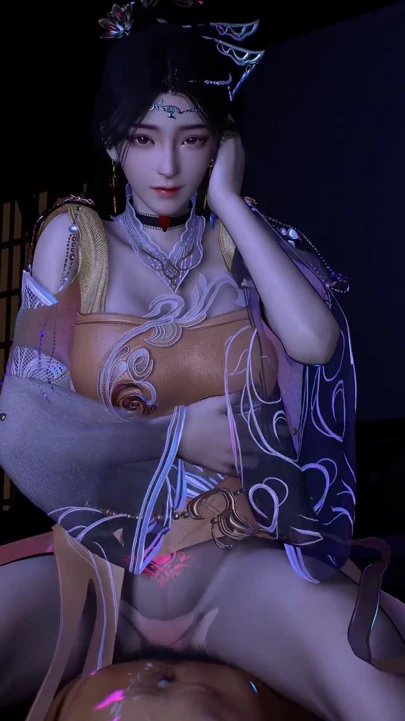 3 boyutlu süper seksi cosplay modeli büyük göğüslerini çıplak yapıyor
