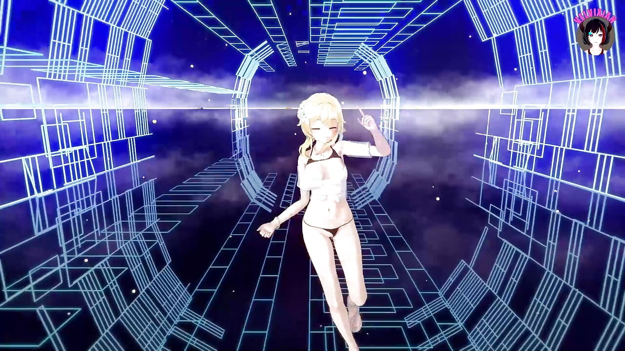 Genshin impact - lumine - seksi siyah külotlu sevimli dans + seks sahneleri (3d hentai)