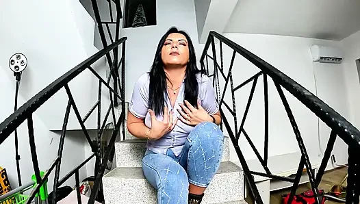 Crotchless Shiny Jeans JOI. Dildo Ride, Pee Play and Soaked Denim