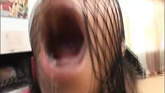 Wild German ebony gets her asshole hammered by a white cock