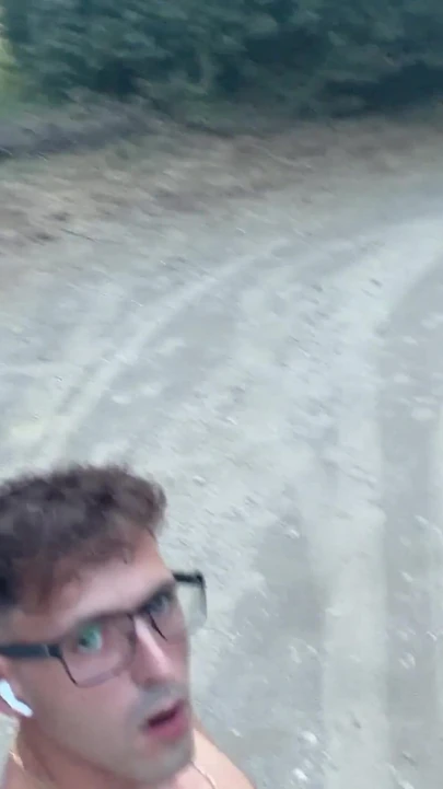 German boy jerks off naked outside and cums | Clip 1