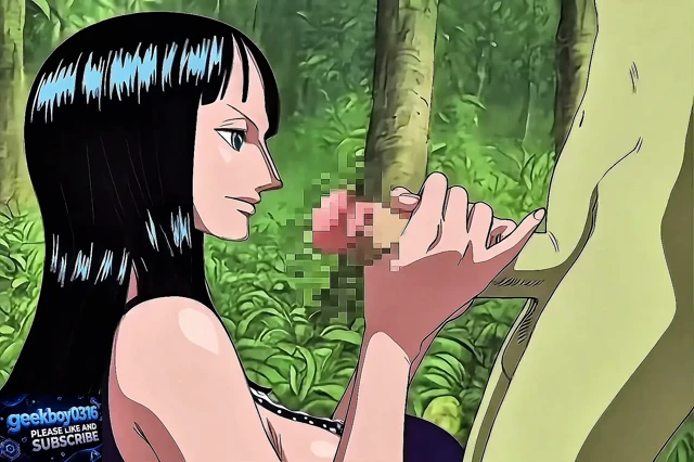 Nico Robin sex with green ugly goblin (old cartoon style)