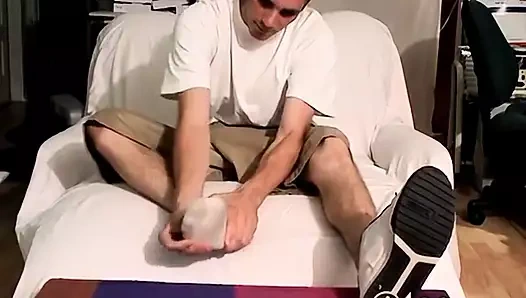 Evan seviyor tek ovmak süre çıkarma ayakkabı sonra wanks çük