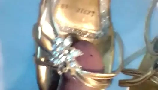 Sandalias doradas shoejob altın topuklu