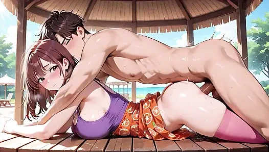 Büyük memeli hentai güzellik tropikal verandada tutkuyla sekiyor - ıslak!
