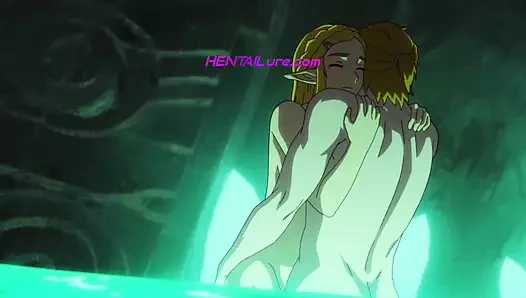 Zelda'nın kraliyet havuzunda cinsel randevusı: Şehvetli bir ziyaretçi beklenmedik bir bükülme getiriyor! HENTAI Parodisi