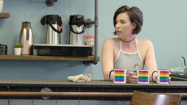 Girlsway - Casey Calvert Offers Free Pussy Eating as Cafe Grand Opening Special & Customers Line up