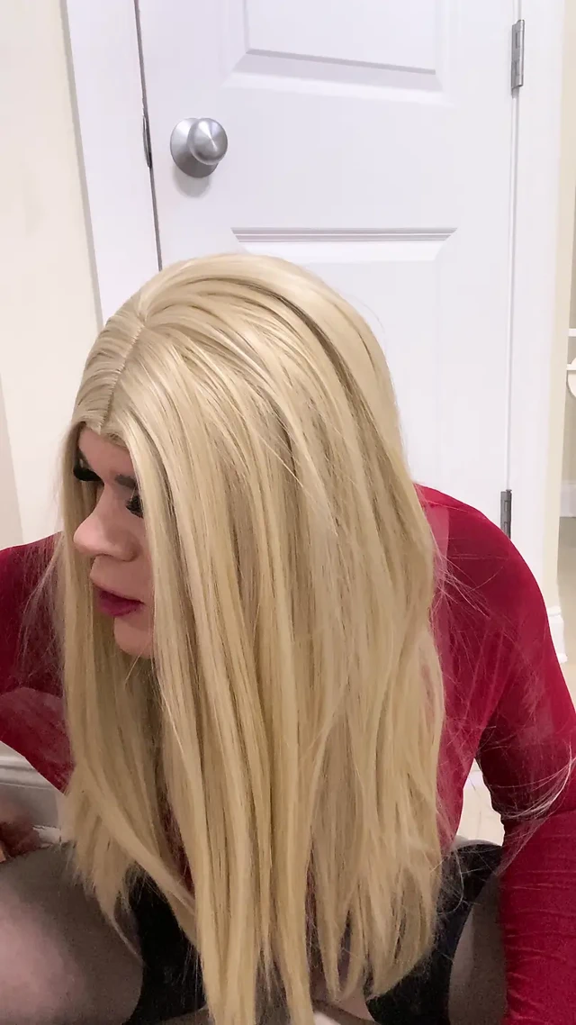 Sexy Crossdresser trans female wearing a fake toy pussy teases and talks dirty