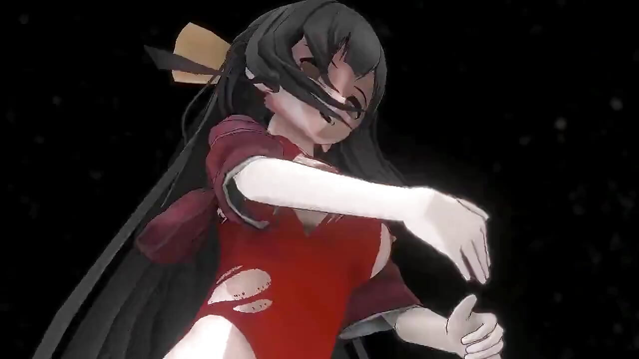 Kamikaze Hentai Dans Kantai Koleksiyonu Yırtık Giysiler 3D - Siyah Saç Rengi Düzenleme Smixix