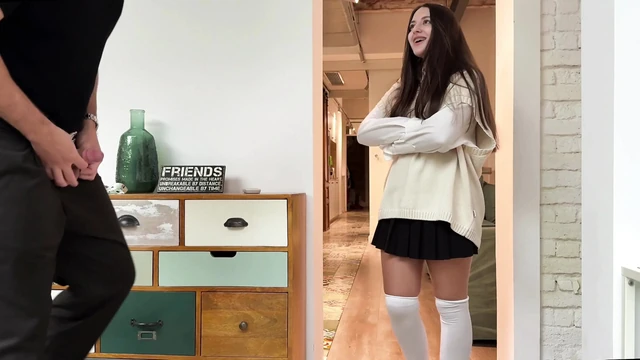 I Caught Stepbrother Jerking off! - You Cum on My Uniform and I Can't Go to Study so Fuck Me More...