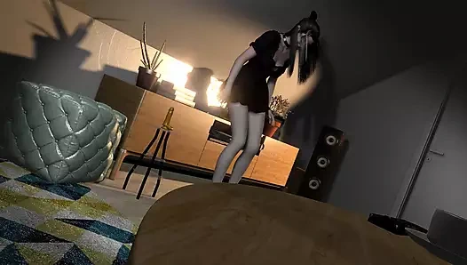 3 boyutlu sevimli Asyalı bebek çıplak pembe meme uçları ıslak amını çok sert siktiriyor