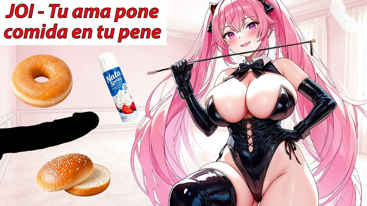 İspanyolca sesli kirli talimatlar. Tabağındaki şeyi sik. Hentai JOI.