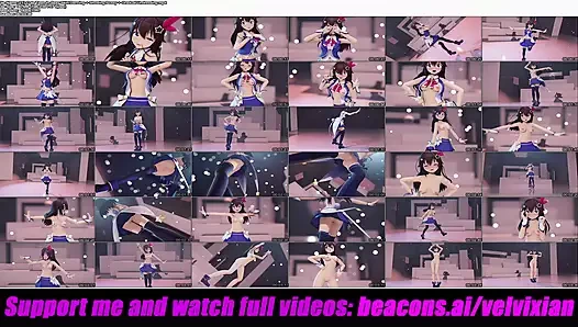 Seksi etekli sevimli genç kız dans ediyor + amını gösteriyor + kademeli soyunuyor (3 boyutlu hentai)