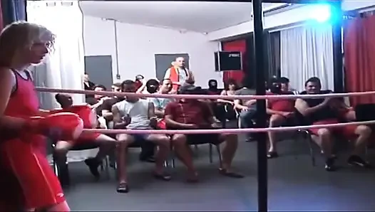 Blonde Mature Babe's Dripping Rosebud Gangbang in Wrestling Ring