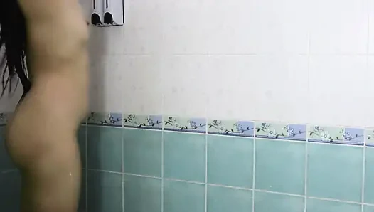 Thai teenager showers, showing off her pink nipples and smooth vagina. Real Thai Solo