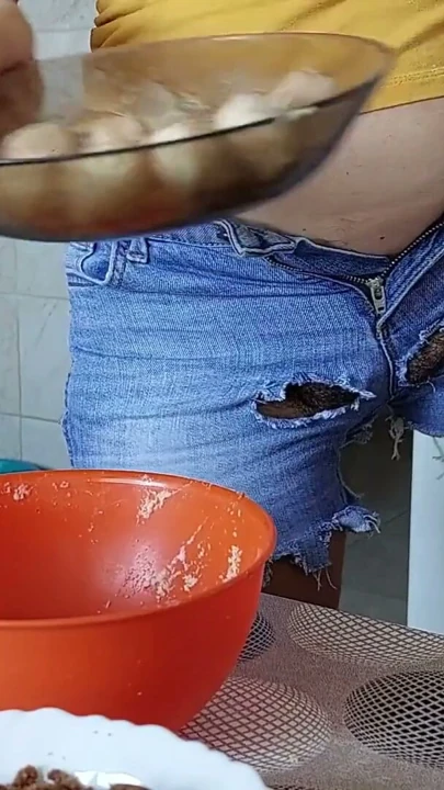 Sensual hairy woman in the kitchen. Sexy mom, hairy pussy, big ass, vacuuming the house naked. Hairy Latina big… | Clip 2