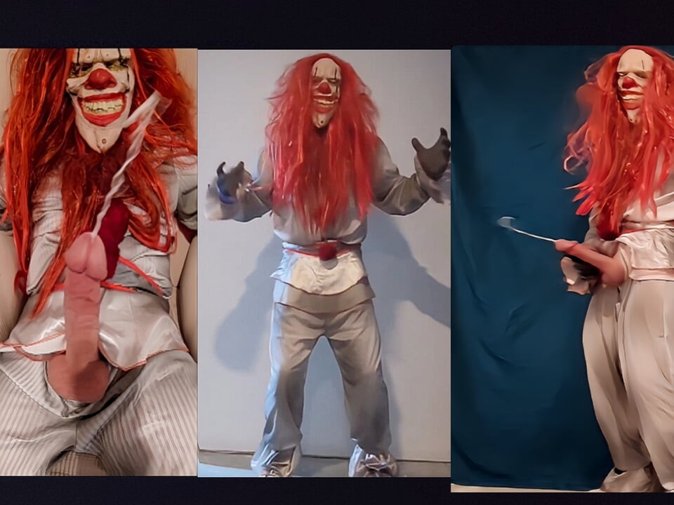 Cosplay palyaço porno canavar porno çılgın palyaço büyük bir yarak ve büyük boşalmalar var
