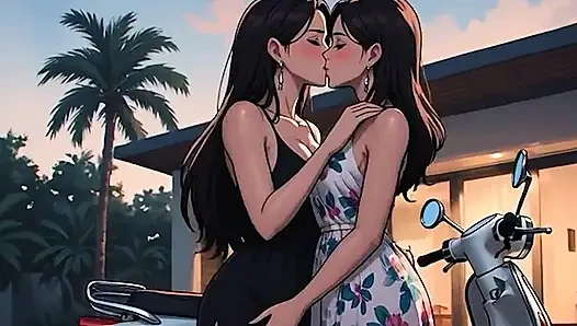 AI Generated Cartoon content, Uncensored video of 18 Year old Anime Girl, Kissing Orgasm of Mature Women