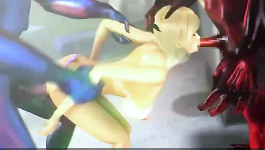 İki büyük yarak canavarıyla üçlü seks - hentai 3d 56