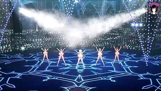 5 kız devasa memeli dans ediyor (3 boyutlu hentai)