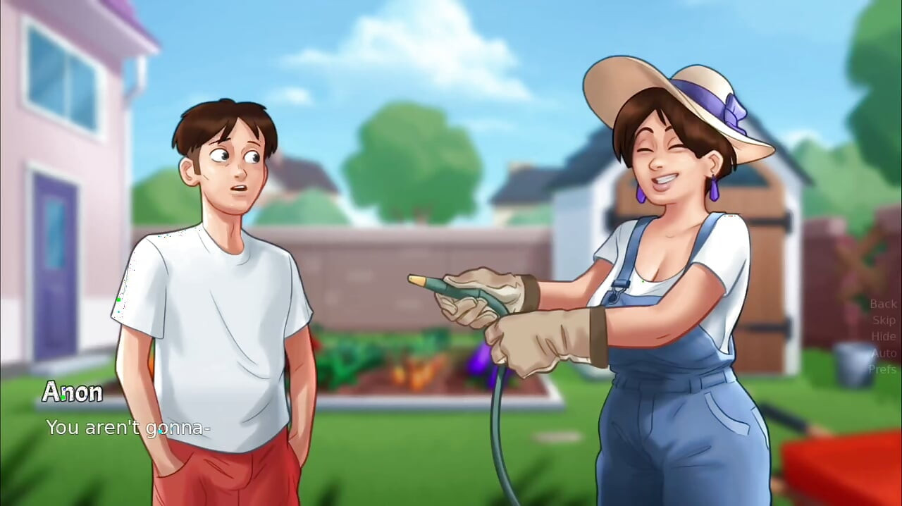 Canavar sik Anon ve büyük memeli Diane dışarıda birbirlerini ıslatıyor - summertime saga oynanışı