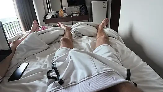 I Take Out My 9 Inch Cock Until She Can't Resist To Touch It