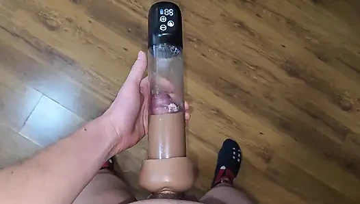 Orgazmdan sonra - yarağımı döl dolu vakum pompasına pompalıyorum