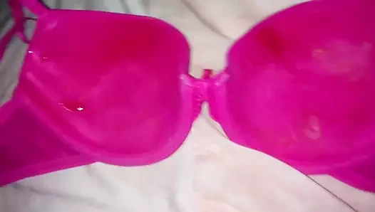 Pembe sutyen cumrag içinde tekrar Cum (üzerinde 30'dan fazla yük)