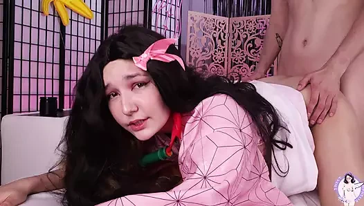 Şehvetli nezuko insan yarağının tadına baktı