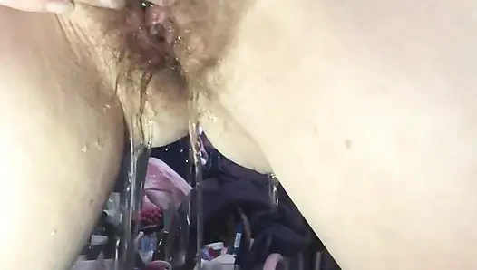 I needed a huge pee, but walked past the bathroom to masturbate whilst kneeling on the bed