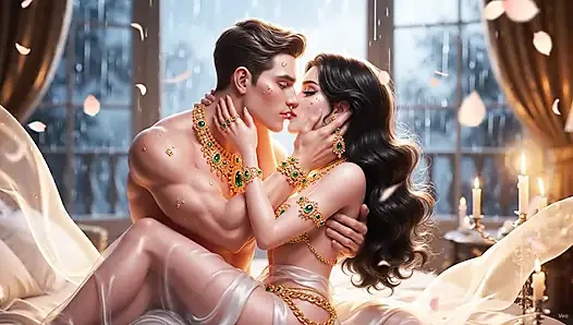 Intense Close-Up Kissing Desi Couple - Gold Jewelry Wali Sexy Indian Girl Aur Muscular Boy Ki Full Passion