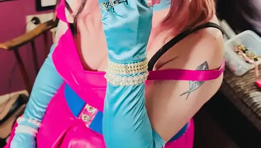 It's A Sin! Tina Snua In Leather & Satin Gloves Smokes A Cork Cigarette - OMI OME Snap Inhales Drifting Smoke Smoker