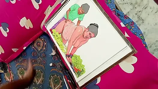 Seksi ama zavallı Hintli köylü kadın sebze parasını ödemek için bir sebze satıcısını sikiyor
