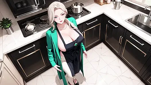 Green Suit Sekreter! Çalışma odasındaki dosyaları organize etmek için emir alan kadın, kasten derin v yakasını ve uzun bacaklarını ortaya çıkarıyor.