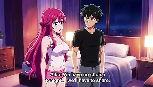Stepsister share bed with stepbrother in hotel and seduce him