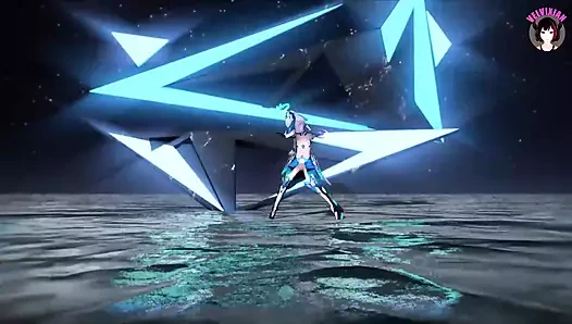 Seksi genç android dansı + kademeli soyunma (3 boyutlu hentai)